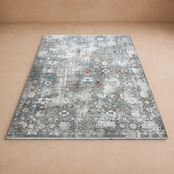Ковёр с восточным орнаментом в серо-голубой палитре, 1.6×2.3 м (160×230 см)